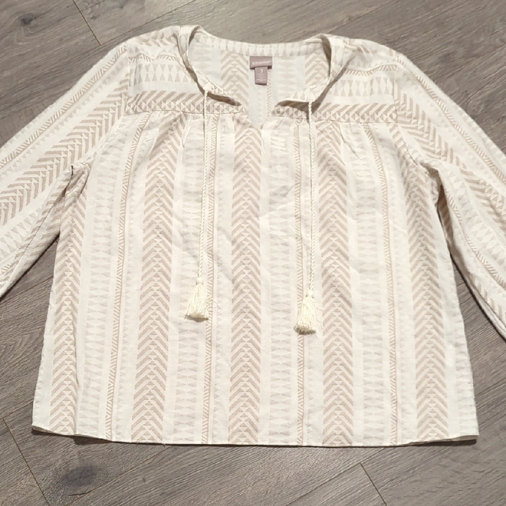 Chico's Boho Coastal Top With Tassles